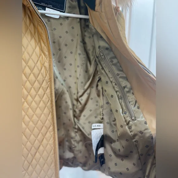 Metropolis Couloir Quilted Gold Parka w Real Fur Hood- Sz 8 - Picture 6 of 8